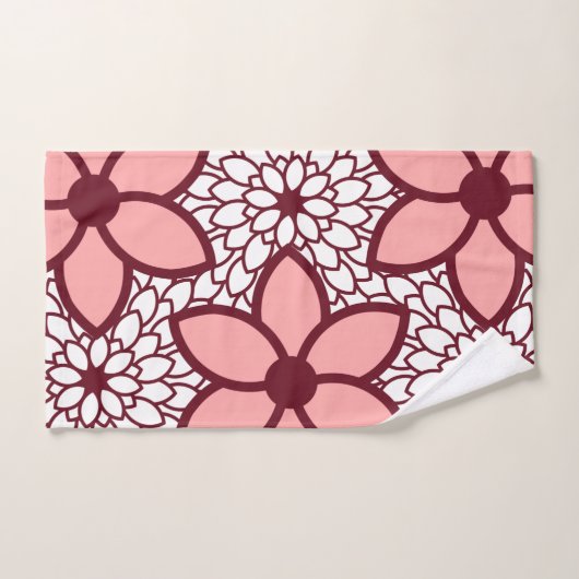 Burgundy en Pink Modern Floral Bad Handdoek (Handdoek)