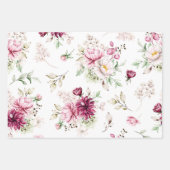 Burgundy en Pink Peonies Inpakpapier Vel (Voorkant 3)