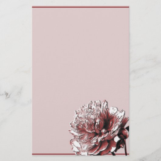 Burgundy en Pink Peony Briefpapier (Voorkant)