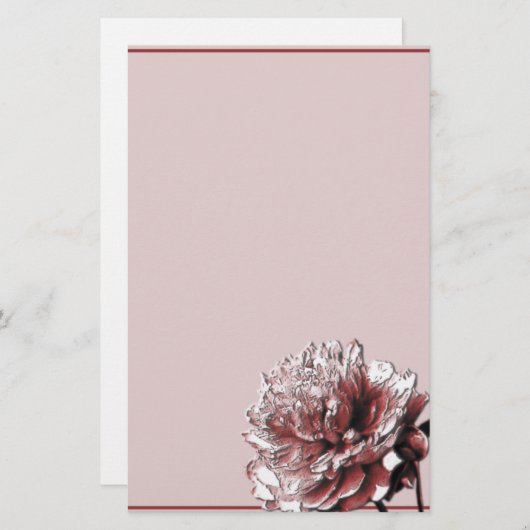 Burgundy en Pink Peony Briefpapier (Voorkant / Achterkant)