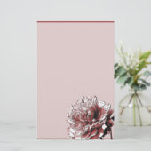 Burgundy en Pink Peony Briefpapier (Staand voorkant)