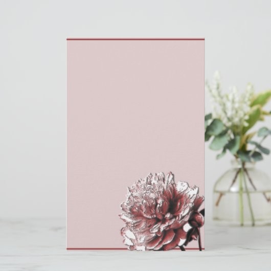 Burgundy en Pink Peony Briefpapier (Staand voorkant)
