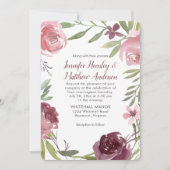 Burgundy en Pink Waterverf Rozen Weddenschap | Kaart (Voorkant)