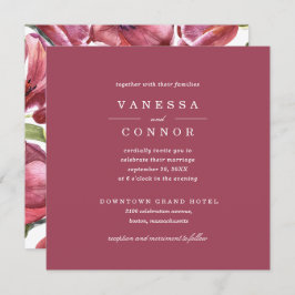 Burgundy en Poppies Classic Boho Floral Wedding Kaart