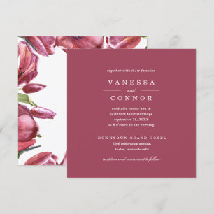 Burgundy en Poppies Classic Boho Floral Wedding Kaart