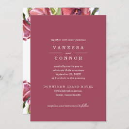 Burgundy en Poppies Elegant Boho Floral Wedding Kaart