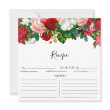 Burgundy en Roze Bloemenguirlande Receptkaart