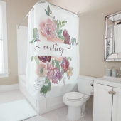 Burgundy en roze waterverf, gepersonaliseerd douchegordijn (In situ)