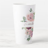 Burgundy en roze waterverf, gepersonaliseerd latte mok (Voorkant)