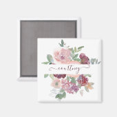 Burgundy en roze waterverf, gepersonaliseerd magneet (Voorkant / Achterkant)