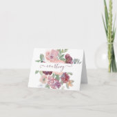 Burgundy en roze waterverf, gepersonaliseerd notitiekaartje (Voorkant)