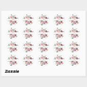 Burgundy en roze waterverf, gepersonaliseerd ronde sticker (Vel)