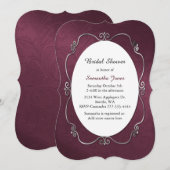 Burgundy en Silver Bridal Shower Invitation Kaart (Voorkant / Achterkant)