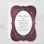 Burgundy en Silver Bridal Shower Invitation Kaart (Voorkant)