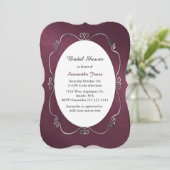Burgundy en Silver Bridal Shower Invitation Kaart (Staand voorkant)