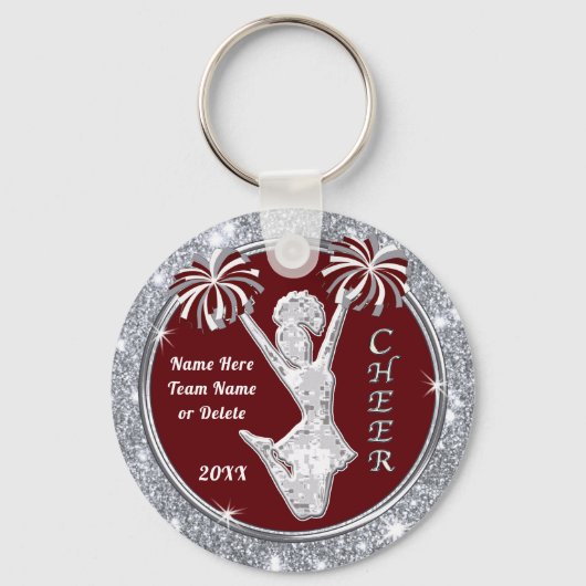 Burgundy en Silver, Cheerleading Gift Ideas Sleutelhanger (Voorkant)