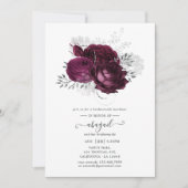 Burgundy en Silver Floral Bridesmaids Luncheon Kaart (Voorkant)