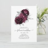 Burgundy en Silver Floral Couples Shower Kaart (Staand voorkant)