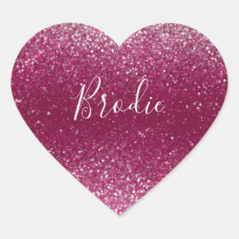 Burgundy en Silver Glitter Hart Sticker