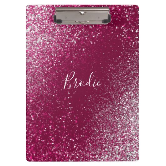 Burgundy en Silver Glitter Klembord (Voorkant)