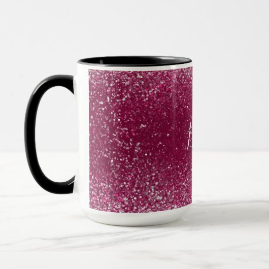 Burgundy en Silver Glitter Mok (Links)