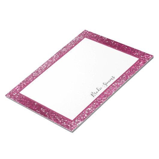 Burgundy en Silver Glitter Notitieblok (Schuin)