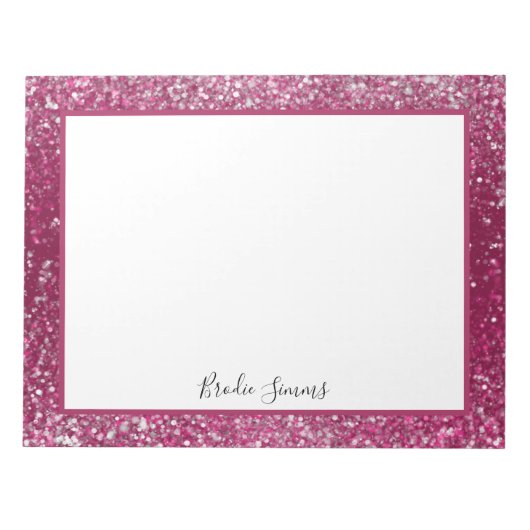 Burgundy en Silver Glitter Notitieblok (Voorkant)