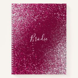 Burgundy en Silver Glitter Notitieboek