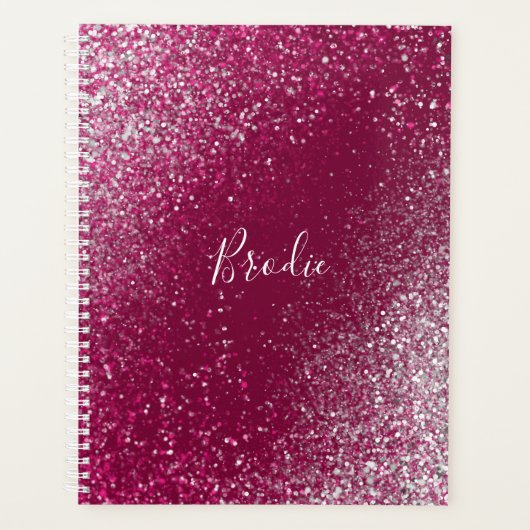 Burgundy en Silver Glitter Planner (Voorkant)