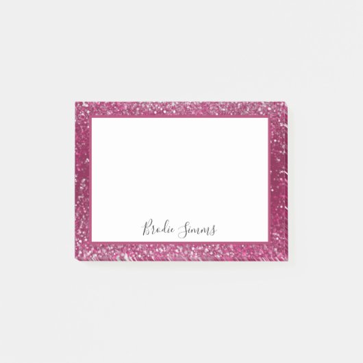 Burgundy en Silver Glitter Post-it® Notes (Voorkant)