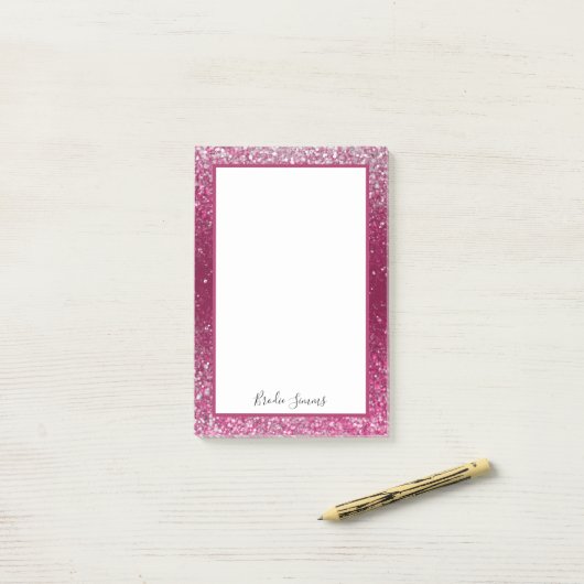 Burgundy en Silver Glitter Post-it® Notes (Op bureau)