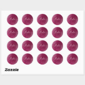 Burgundy en Silver Glitter Ronde Sticker (Vel)