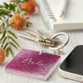 Burgundy en Silver Glitter Sleutelhanger (Voorkant Rechts)