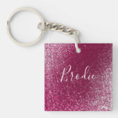Burgundy en Silver Glitter Sleutelhanger (voorkant)