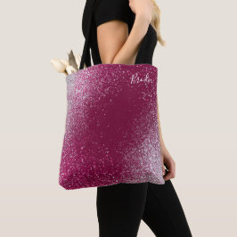 Burgundy en Silver Glitter Tote Bag