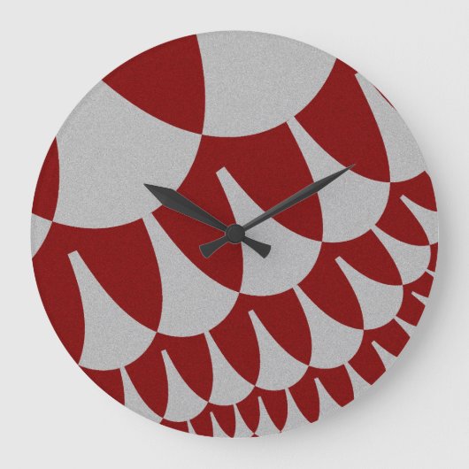Burgundy en Silver Scales Grote Klok (Voorkant)