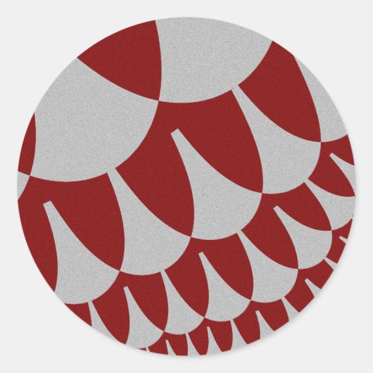 Burgundy en Silver Scales Ronde Sticker (Voorkant)