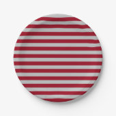 Burgundy en Silver Stripes Papieren Bordje (Voorkant)