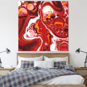 Burgundy en White Digital Fluid Art Canvas Afdruk (Insitu (Slaapkamer))