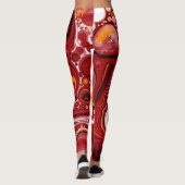 Burgundy en White Digital Fluid Art Leggings (Achterkant)