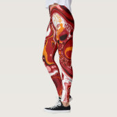 Burgundy en White Digital Fluid Art Leggings (Links)