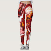 Burgundy en White Digital Fluid Art Leggings (Voorkant)