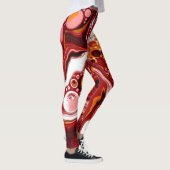 Burgundy en White Digital Fluid Art Leggings (Rechts)