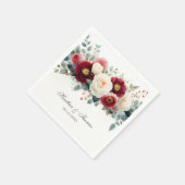 Burgundy en White Floral Wedding Servet (Hoek)