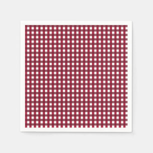 Burgundy en White Gingham Pattern Servet