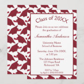 Burgundy en White Graduation Party Kaart (Voorkant / Achterkant)