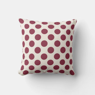 Burgundy en White Ivory Polka Dot Kussen