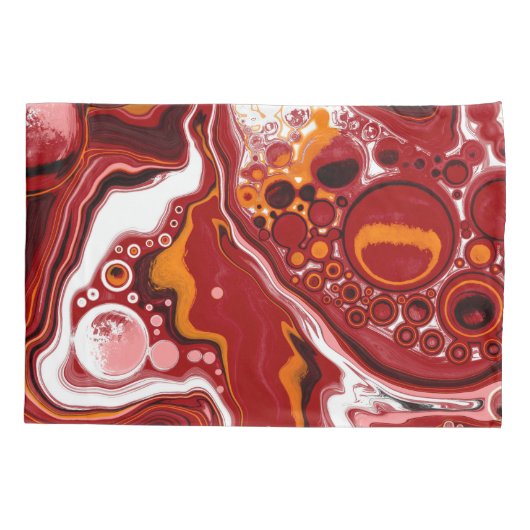 Burgundy en White Marble Fluid Art Kussensloop (Achterkant)