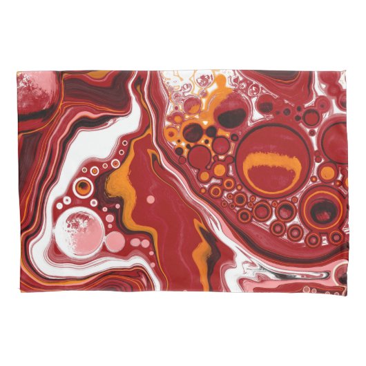 Burgundy en White Marble Fluid Art Kussensloop (Voorkant)