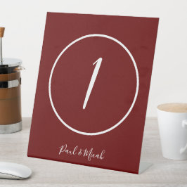 Burgundy en White Minimalist Wedding Reclamebord Met Voetstuk